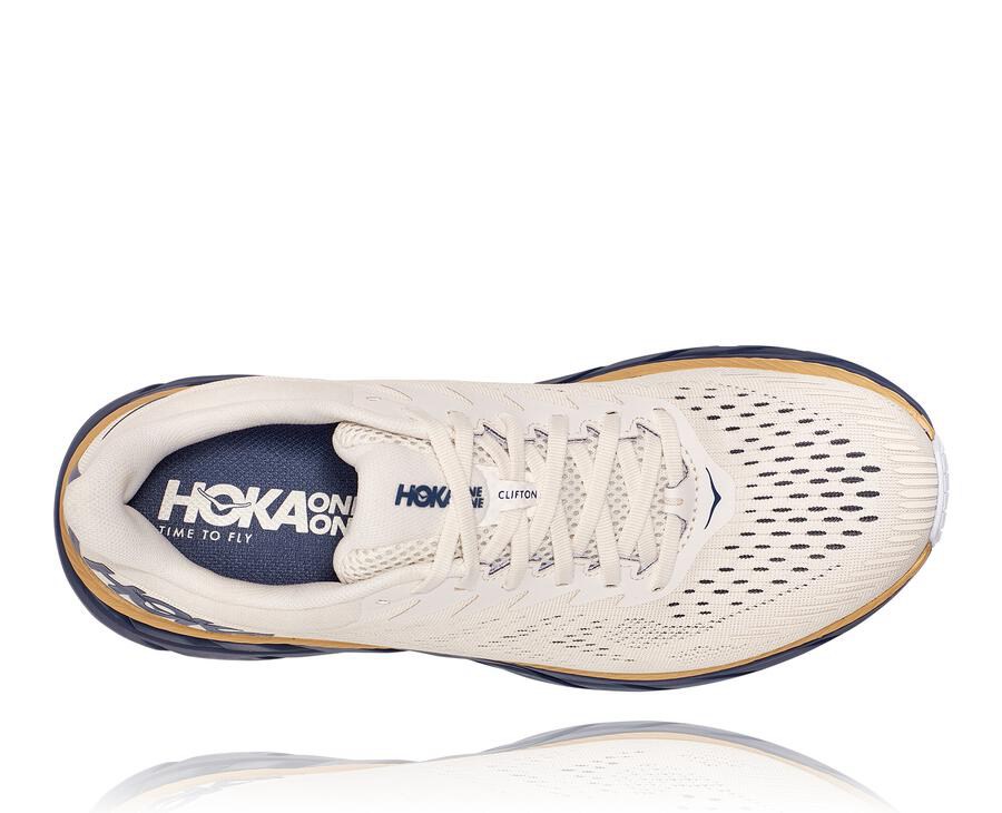 Hoka Australia One One Clifton 7 - Mens Running Shoes White/Blue - CNJXO-4108